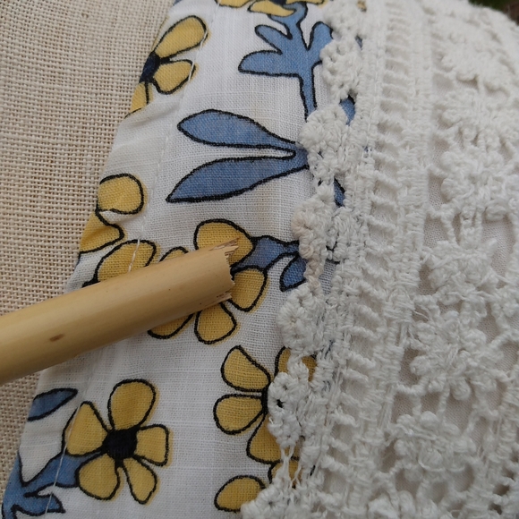 Anthropologie Fall Dress Cottagecore Peasant Floral 12 Crochet Boho Maxi Lace L - Picture 7 of 16